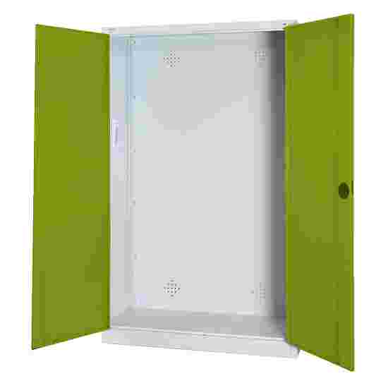 Modul redskabsskab, HxBsT 195x120x50 cm, med helplade døre Klovnegrøn (RAL 110 80 60), Lysegrå (RAL 7035), Enkeltlåsning, Klinkegreb