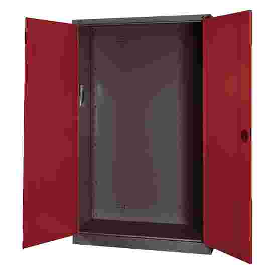 Modul redskabsskab, HxBsT 195x120x50 cm, med helplade døre Rubinrød (RAL 3003), Antracit (RAL 7021), Enkeltlåsning, Klinkegreb