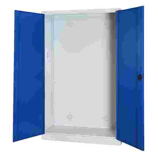 Modul redskabsskab, HxBsT 195x120x50 cm, med helplade døre Ensianblå (RAL 5010), Lysegrå (RAL 7035), Enkeltlåsning, Ergo-Lock forsænket håndtag