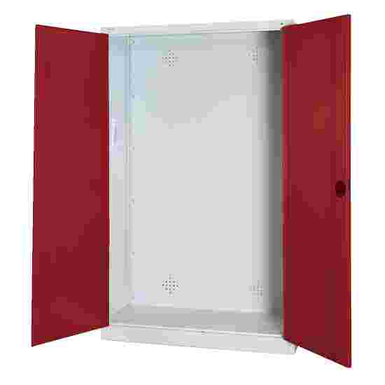 Modul redskabsskab, HxBsT 195x120x50 cm, med helplade døre Rubinrød (RAL 3003), Lysegrå (RAL 7035), Fælleslåsning, Klinkegreb