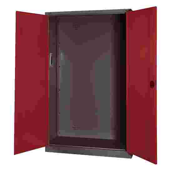Modul redskabsskab, HxBsT 195x120x50 cm, med helplade døre Rubinrød (RAL 3003), Antracit (RAL 7021), Fælleslåsning, Klinkegreb