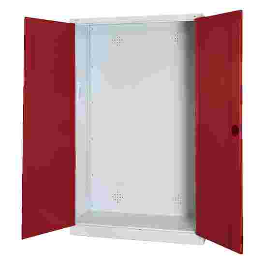 Modul redskabsskab, HxBsT 195x120x50 cm, med helplade døre Rubinrød (RAL 3003), Lysegrå (RAL 7035), Fælleslåsning, Ergo-Lock forsænket håndtag
