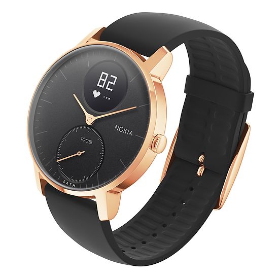 Nokia Steel HR - Fitnessuhr mit Herzfrequenz- &amp; Aktivitätsmessung 36 mm, Schwarz/Rosé Gold