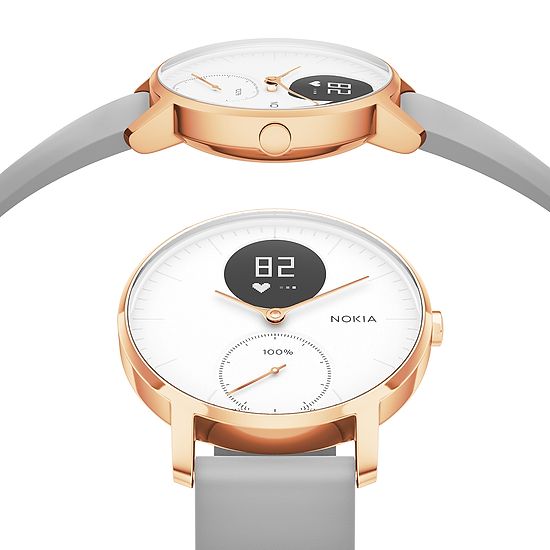 Nokia Steel HR - Fitnessuhr mit Herzfrequenz- &amp; Aktivitätsmessung 36 mm, Weiß/Rosé Gold