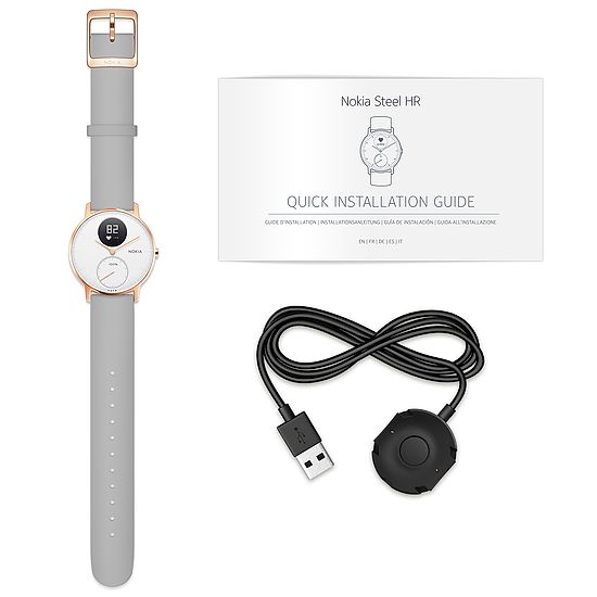 Nokia Steel HR - Fitnessuhr mit Herzfrequenz- &amp; Aktivitätsmessung 36 mm, Weiß/Rosé Gold