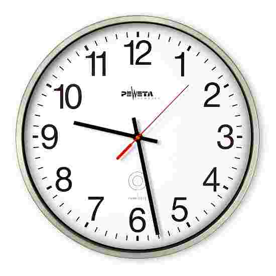Peweta Plastic Radio-Controlled Wall Clock Clock face with Arabic numerals, Silver