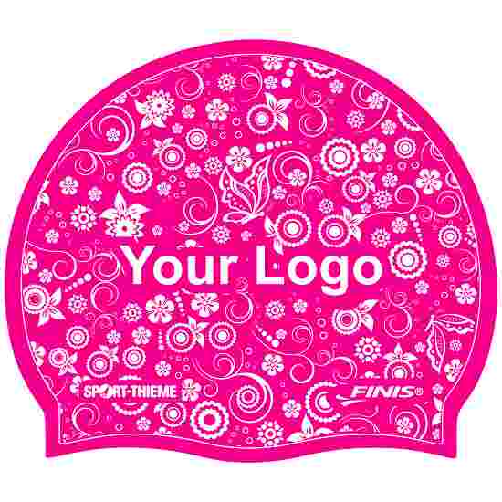 Printed Silicone Swimming Cap Pink, One-sided