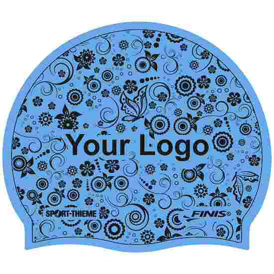 Printed Silicone Swimming Cap Blue, Double-sided