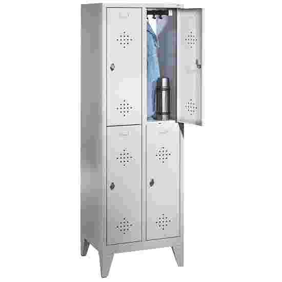 &quot;S 2000 Classic&quot; Double Lockers with 150-mm-high Feet 185x61x50 cm / 4 shelves, Light grey (RAL 7035)