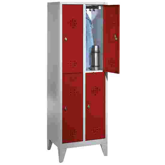 &quot;S 2000 Classic&quot; Double Lockers with 150-mm-high Feet 185x61x50 cm / 4 shelves, Fiery Red (RAL 3000)