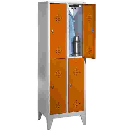 &quot;S 2000 Classic&quot; Double Lockers with 150-mm-high Feet 185x61x50 cm / 4 shelves, Yellow orange (RAL 2000)