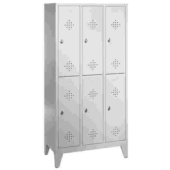 &quot;S 2000 Classic&quot; Double Lockers with 150-mm-high Feet 185x90x50 cm/ 6 shelves, Light grey (RAL 7035)