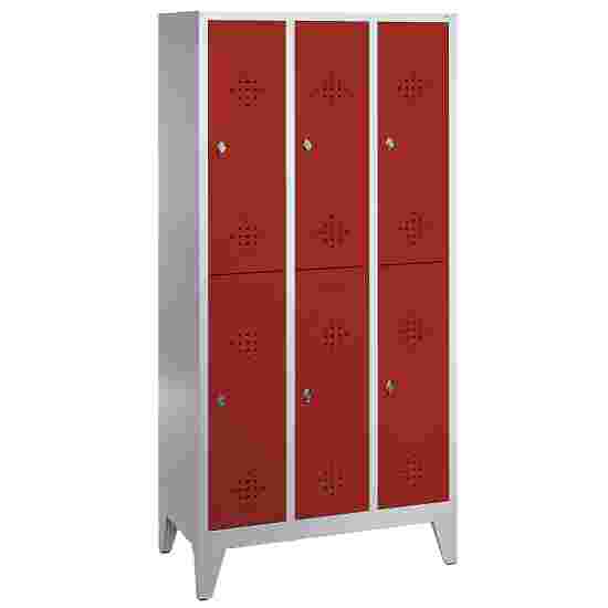 &quot;S 2000 Classic&quot; Double Lockers with 150-mm-high Feet 185x90x50 cm/ 6 shelves, Fiery Red (RAL 3000)