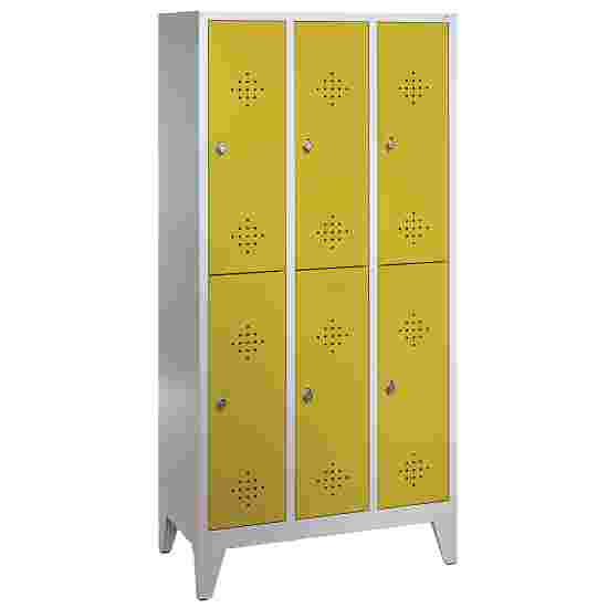&quot;S 2000 Classic&quot; Double Lockers with 150-mm-high Feet 185x90x50 cm/ 6 shelves, Sunny Yellow (RDS 080 80 60)