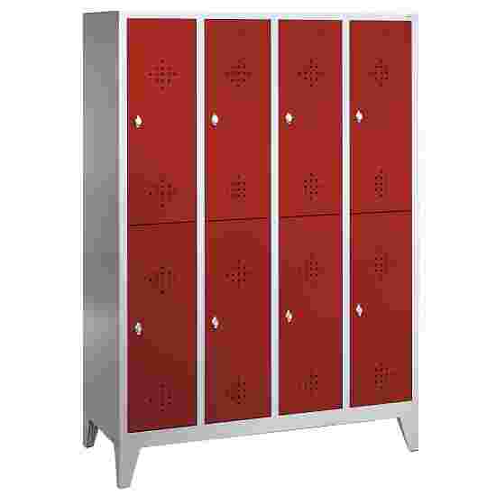 &quot;S 2000 Classic&quot; Double Lockers with 150-mm-high Feet 185x119x50 cm/ 8 shelves, Fiery Red (RAL 3000)