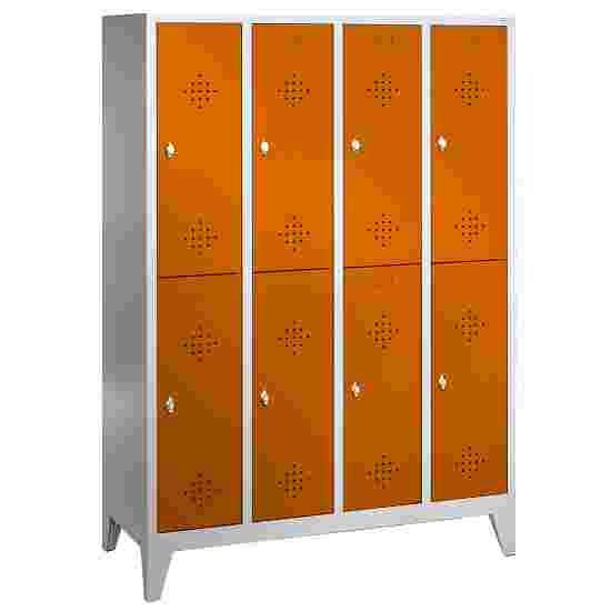 &quot;S 2000 Classic&quot; Double Lockers with 150-mm-high Feet 185x119x50 cm/ 8 shelves, Yellow orange (RAL 2000)