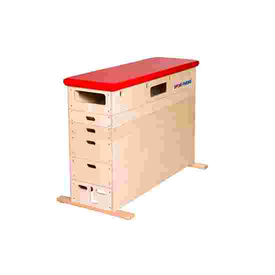 Sport-Thieme 6-Part Plywood Vaulting Box Without swivel castor kit, Synthetic leather cover, red