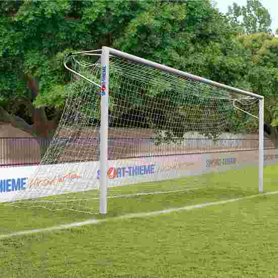 Sport-Thieme Alu-fodboldmål, 7,32x2,44 m, hjørnesvejset, i står i jordbøsning Netbøjleskinne