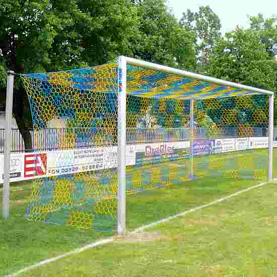 Sport-Thieme Alu-Fußballtor 7,32x2,44 m, in Bodenhülsen stehend mit freier Netzaufhängung Mattsilber eloxiert , Netzhalter