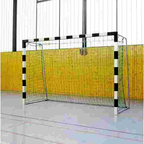 Sport-Thieme Håndboldmål 3x2 m i gulvbøsninger stående med indklappelige netbøjler Sammenskruede hjørner, Sort-sølv