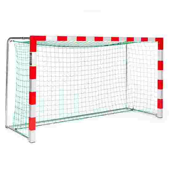 Sport-Thieme Handballtor frei stehend, 3x1,60 m Alu-Gussformteil-Eckverbindung, Rot-Silber