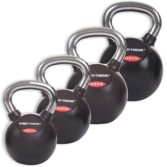 SPOKEY Scales LUX Kettlebell 12 Kg – Gusseisen Mit Gummibeschichtung & Chromgriff Für Krafttraining