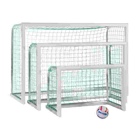 Sport-Thieme Mini-fodboldmål &quot;Professional Kompakt&quot;, Hvid-pulverlakeret 1,20x0,80 m, Inkl. net, grøn (Maskestr. 10 cm)