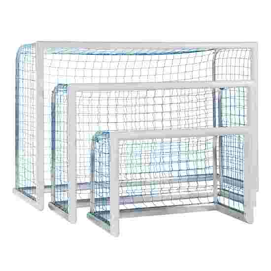 Sport-Thieme Mini-fodboldmål &quot;Professional Kompakt&quot;, Hvid-pulverlakeret 1,20x0,80 m, Inkl. net, blå (maskestr. 10 cm)