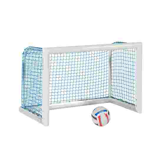 Sport-Thieme Mini-fodboldmål &quot;Professional Kompakt&quot;, Hvid-pulverlakeret 1,20x0,80 m, Inkl. net, blå (maskestr.4,5 cm)