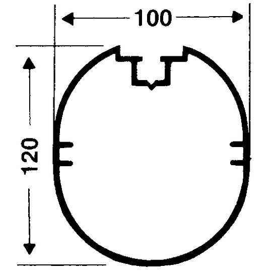 Transporthjul til Fritstående Mål Ovalprofil 100x120 mm, Normal profil-not 