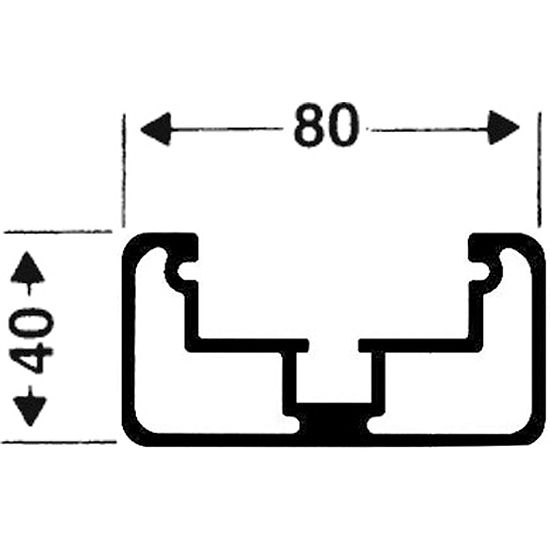 Transporthjul til Fritstående Mål Rektangel-profil 80x40 mm., Profil møtrik ligger dybere