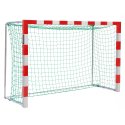 Sport-Thieme Handballtor frei stehend, 3x1,60 m Premium-Stahl-Eckverbindung, Rot-Silber