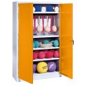 C+P Sports equipment cabinet Yellow orange (RAL 2000), Light grey (RAL 7035), Single closure, Handle