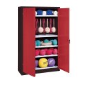 C+P Sports equipment cabinet Ruby red (RAL 3003), Anthracite (RAL 7021), Single closure, Handle