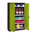 C+P Sports equipment cabinet Viridian green (RDS 110 80 60), Anthracite (RAL 7021), Single closure, Handle