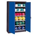 C+P Ballschrank mit Vollblech-Flügeltüren (Typ 3), HxBxT 195x93x40 cm Enzianblau (RAL 5010), Anthrazit (RAL 7021), Einzelschließung