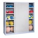 C+P Ballschrank mit Vollblech-Schiebetüren (Typ 4), HxBxT 195x190x60 cm Lichtgrau (RAL 7035), Lichtgrau (RAL 7035), Einzelschließung