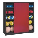 C+P Ballschrank mit Vollblech-Schiebetüren (Typ 4), HxBxT 195x190x60 cm Rubinrot (RAL 3003), Anthrazit (RAL 7021), Einzelschließung