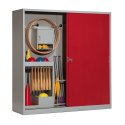 C+P Sportgeräteschrank mit Vollblech-Schiebetüren (Typ 5), HxBxT 195x190x60 cm Rubinrot (RAL 3003), Lichtgrau (RAL 7035), Einzelschließung