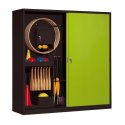 C+P Sportgeräteschrank mit Vollblech-Schiebetüren (Typ 5), HxBxT 195x190x60 cm Clowngrün (RAL 110 80 60), Anthrazit (RAL 7021), Einzelschließung