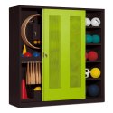 C+P Sportgeräteschrank mit Lochblech-Schiebetüren (Typ 5), HxBxT 195x190x60 cm Clowngrün (RAL 110 80 60), Anthrazit (RAL 7021), Einzelschließung