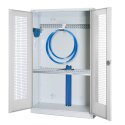 Modul Redskabsskab med basisudstyr, HxBxD 195x120x50 cm, med hullede stållåger Lysegrå (RAL 7035), Lysegrå (RAL 7035), Enkeltlåsning, Ergo-Lock forsænket håndtag