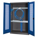 C+P Modular sports equipment cabinet Gentian blue (RAL 5010), Anthracite (RAL 7021), Single closure, Handle