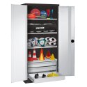 C+P Type 4 Sports Equipment Locker with Drawers and Sheet Metal Double Doors, H×W×D: 195×120×50 cm Sports equipment cabinet Light grey (RAL 7035), Anthracite (RAL 7021), Single closure, Handle