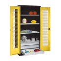 C+P Type 4 Sports Equipment Locker with Drawers and Perforated Double Doors, H×W×D: 195×120×50 cm Sports equipment cabinet Sunny Yellow (RDS 080 80 60), Anthracite (RAL 7021), Single closure, Handle