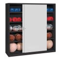 C+P Ballschrank mit Vollblech-Schiebetüren (Typ 4), HxBxT 195x120x50 cm Lichtgrau (RAL 7035), Anthrazit (RAL 7021), Einzelschließung