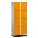 "S 4000 Intro" Large Capacity Compartment Locker (4-Door Locker) 195x82x49 cm/ 8 compartments, Yellow orange (RAL 2000)