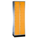 "S 4000 Intro" Compartment Locker (6 compartments on top of one another) Yellow orange (RAL 2000), 195x62x49cm/ 12 compartments, 195x62x49cm/ 12 compartments, Yellow orange (RAL 2000)