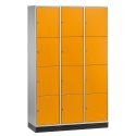 "S 4000 Intro" Large Capacity Compartment Locker (4-Door Locker) 195x122x49 cm/ 12 compartments, Yellow orange (RAL 2000)