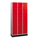 "S 4000 Intro" Large Capacity Compartment Locker (5 compartments on top of one another) 195x122x49 cm/ 15 compartments, Fiery Red (RAL 3000)